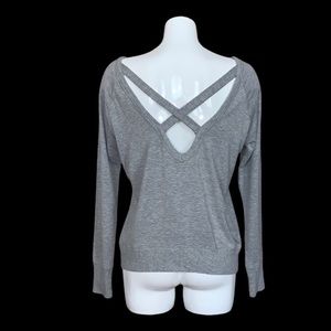 Bobi Los Angeles Revolve Gray Terry Criss-Cross Back Sweatshirt Small